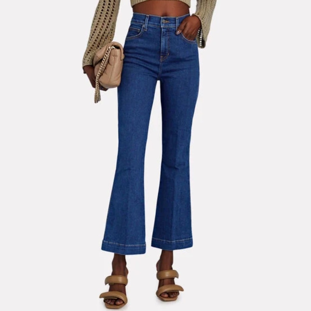 Veronica Beard Carson High Rise Ankle Flare jeans in Washed Oxford 27